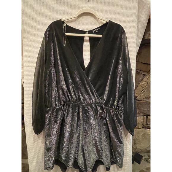 Plus size Metallic wrap romper Black charoltte russe size 3x NWOT - Picture 1 of 11